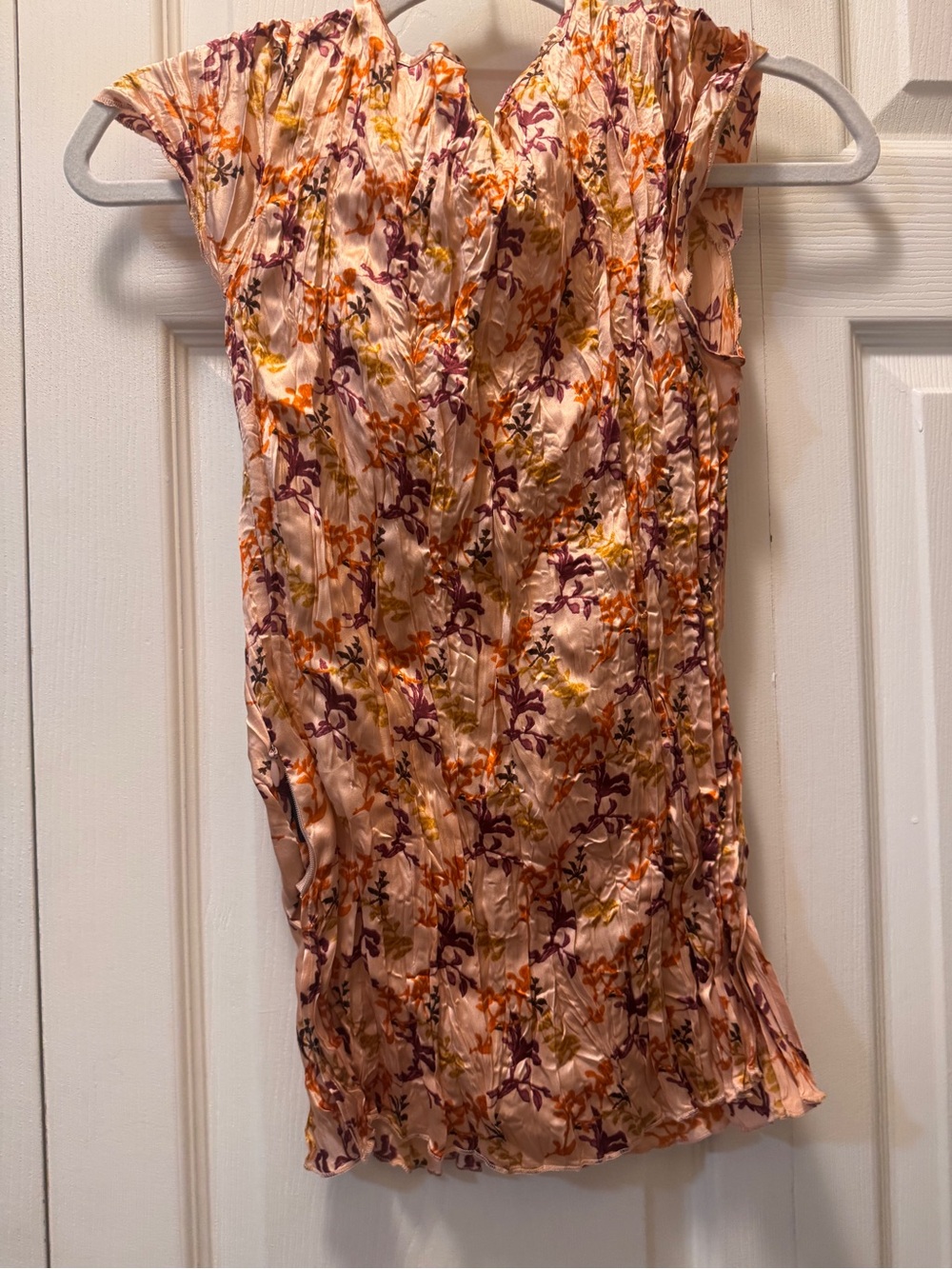 Calvin Klein Peach Floral Midi Dress with Orange & Purple Print